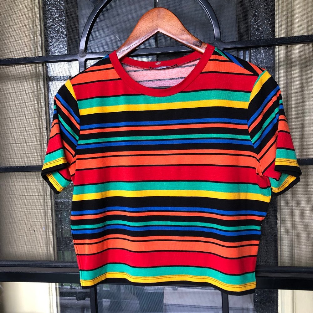 Zara Trafaluc Striped cropped top